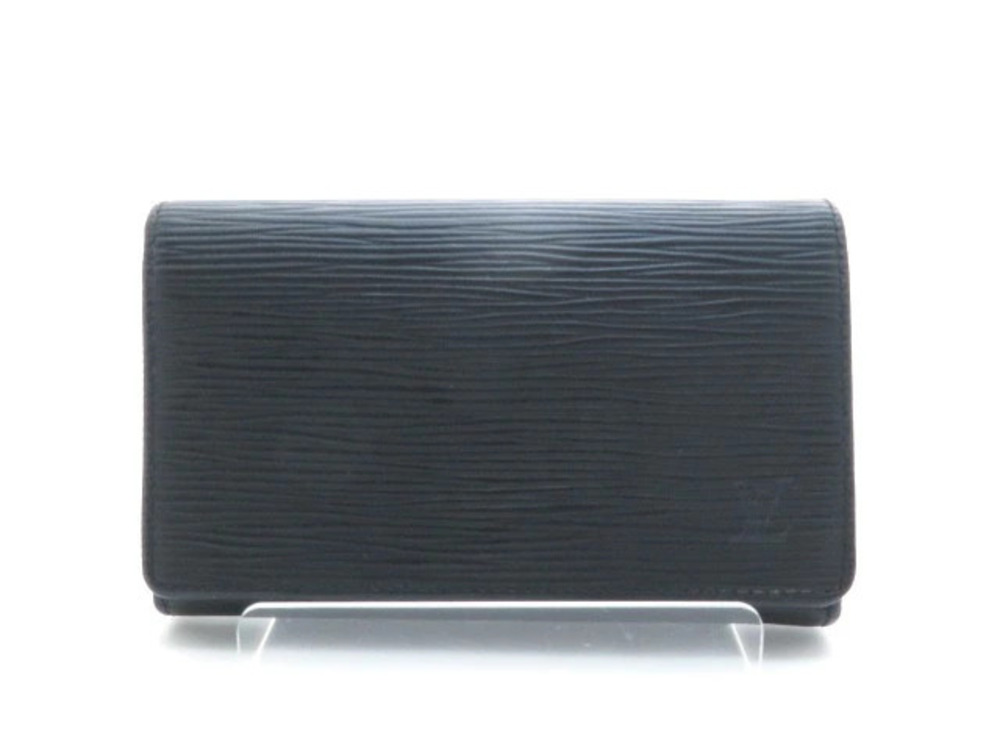 LOUIS VUITTON L shaped zipper wallet Portemonnaie Billet Trsor Epi Noir Black